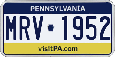 PA license plate MRV1952