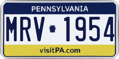 PA license plate MRV1954