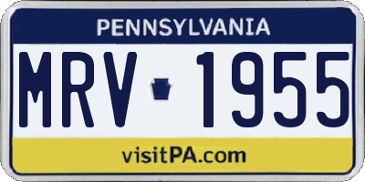 PA license plate MRV1955