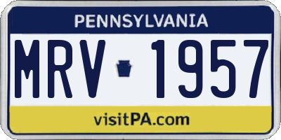 PA license plate MRV1957