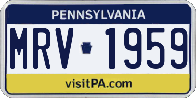 PA license plate MRV1959