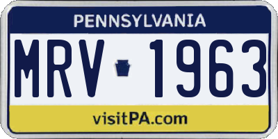 PA license plate MRV1963