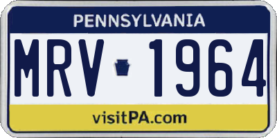 PA license plate MRV1964