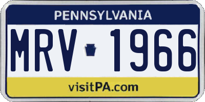 PA license plate MRV1966