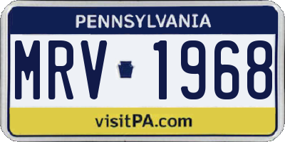 PA license plate MRV1968