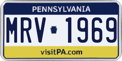 PA license plate MRV1969