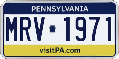 PA license plate MRV1971