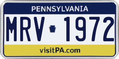 PA license plate MRV1972