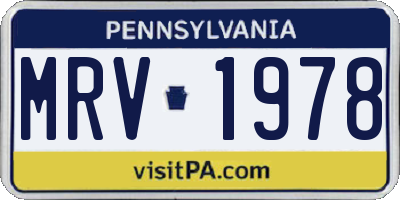 PA license plate MRV1978