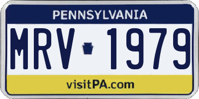 PA license plate MRV1979