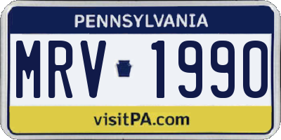 PA license plate MRV1990
