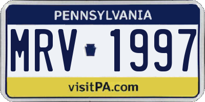 PA license plate MRV1997