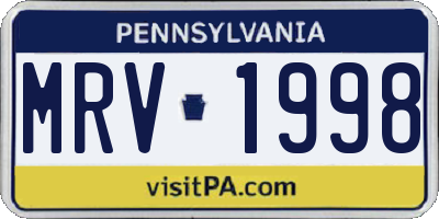 PA license plate MRV1998