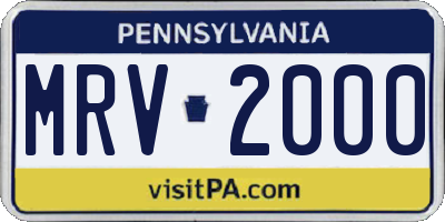 PA license plate MRV2000