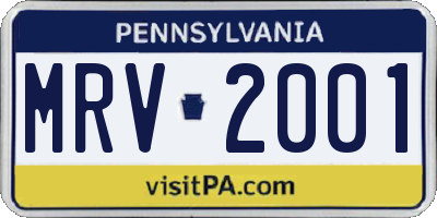 PA license plate MRV2001