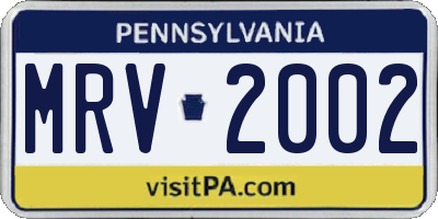 PA license plate MRV2002