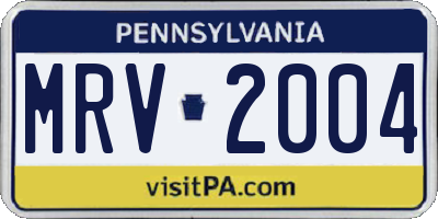 PA license plate MRV2004