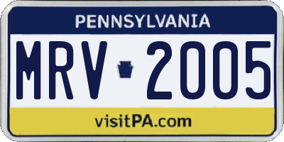 PA license plate MRV2005