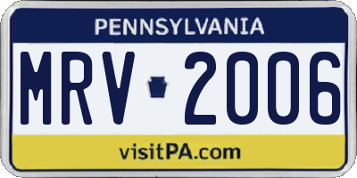 PA license plate MRV2006