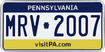 PA license plate MRV2007