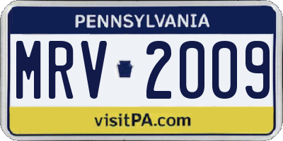 PA license plate MRV2009