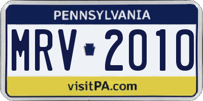 PA license plate MRV2010