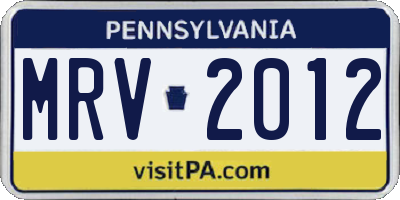 PA license plate MRV2012