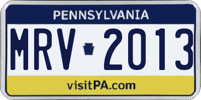 PA license plate MRV2013