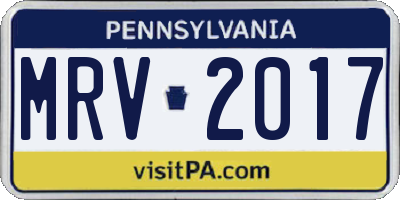 PA license plate MRV2017