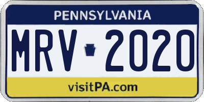 PA license plate MRV2020