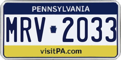 PA license plate MRV2033
