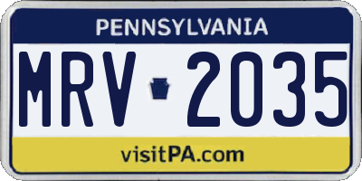 PA license plate MRV2035