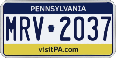PA license plate MRV2037