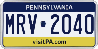 PA license plate MRV2040