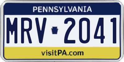 PA license plate MRV2041