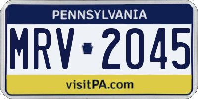 PA license plate MRV2045
