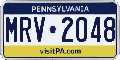 PA license plate MRV2048