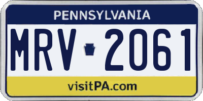 PA license plate MRV2061