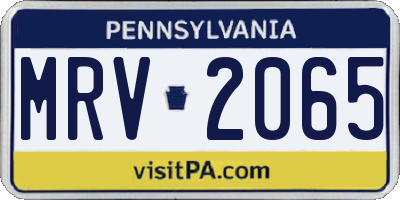 PA license plate MRV2065