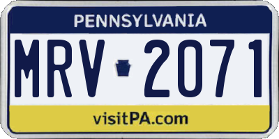 PA license plate MRV2071