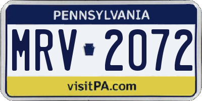 PA license plate MRV2072