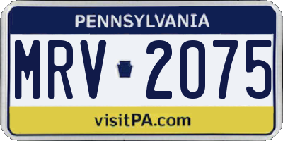 PA license plate MRV2075