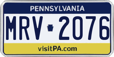 PA license plate MRV2076
