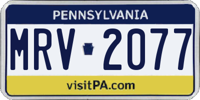 PA license plate MRV2077