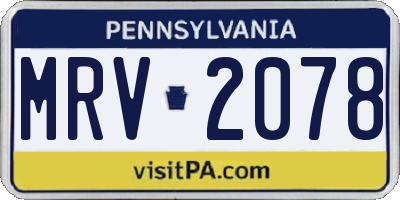 PA license plate MRV2078