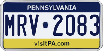 PA license plate MRV2083