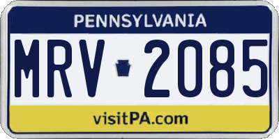 PA license plate MRV2085