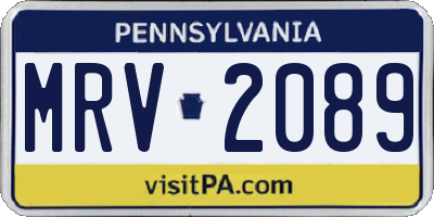 PA license plate MRV2089