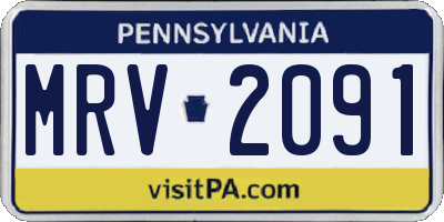 PA license plate MRV2091