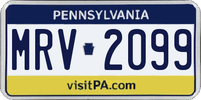 PA license plate MRV2099